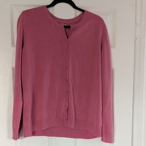 XL Rose Pink Button-Up Knit Cardigan